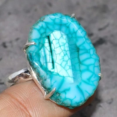 Green Solar Quartz 925 Silver Plated Ring US 10 Exquisite Jewelry JW - Image 1 of 3