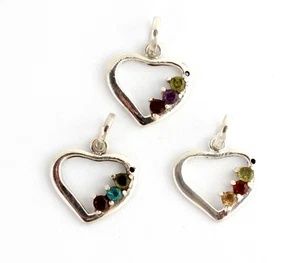 Edelstein Anhänger in 925 Silber Peridot Amethyst Citrin Granat Topas Herzform - Picture 1 of 1