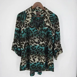 Multiples Animal Print Wool Blend Half Sleeve Boho Maximalist Jacket XL - Picture 1 of 6