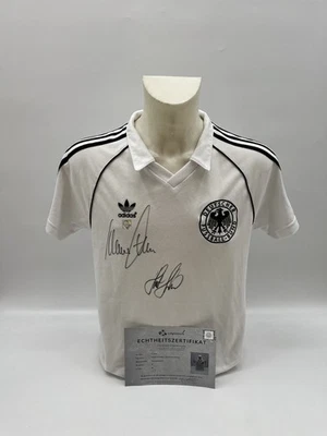 DFB Repro Trikot Klaus Fischer & Horst Hrubesch signiert Adidas COA M - Bild 1 von 4