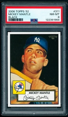 2006 Topps '52 - Mickey Mantle #311 BLACK Background SSP Rare PSA Newly Graded - Image 1 of 4