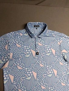 Bad Birdie Poloshirt Herren XL Retro Pastell Geometrischer Druck Golf Performance EUC - Bild 1 von 10