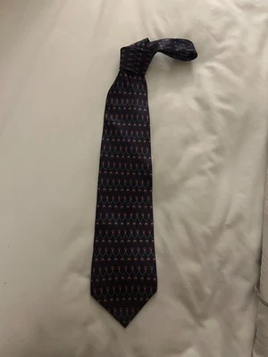 Tie 70s 80s 90s Y2K Vintage Stock Mens Bill Blass Moss Green Interlocking Knots  - Image 1 of 4