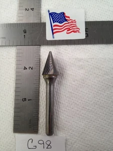 1 NEW FALCON / SGS 1/4" SHANK CARBIDE BURR SM-5 SINGLE CUT. CONE SHAPE (G98) - Picture 1 of 4