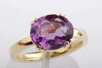 Ring Amethyst 3,65ct 11,2x9,3mm 18K 750 Gelb Gold Größe 54 17,2mm Neu . - Bild 1 von 4