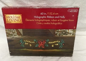 Vintage Holiday Living holografisches Band & Stechpalme beleuchtet 5 Fuß lang funktioniert - Bild 1 von 24