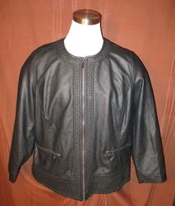 Christophe & Banks Faux Leather Women's Jacket, Black, 1X, 16W-18W, NEW, Reg $70 - Picture 1 of 10