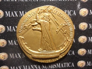 MEDAGLIA BRONZO DORATO AEROPORTO LEONARDO DA VINCI ROMA 1960 RARA - Picture 1 of 1