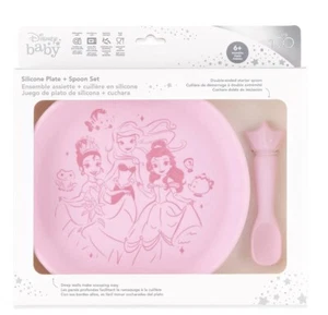🏰Disney Baby Silicone Plate & Spoon Set Mickey Green 🏰 ~ NIB - Picture 1 of 6
