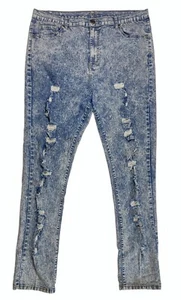 VIP Jeans Tapered High Rise Distress Stretch Stone Wash Womens 38x32 Size 19/20 - Picture 1 of 6
