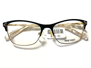 Nine West Eyeglasses Frames NW1082 001 Black Clear Gold Cat Eye 49-16-130 - Picture 1 of 4
