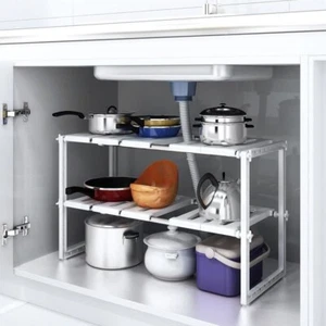 Etagère de Cuisine en Acier Inoxydable Rangement Organisation 2 étages modulable - Imagen 1 de 5