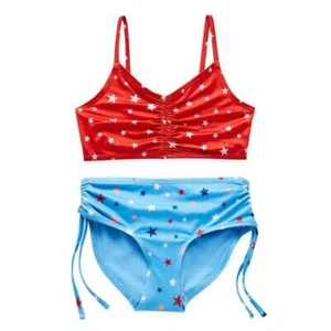 OUTDOOR OASIS Girl's Plus 18.5 Red Stars Print 2-Pc Bikini Swim Set NWT - Picture 1 of 2
