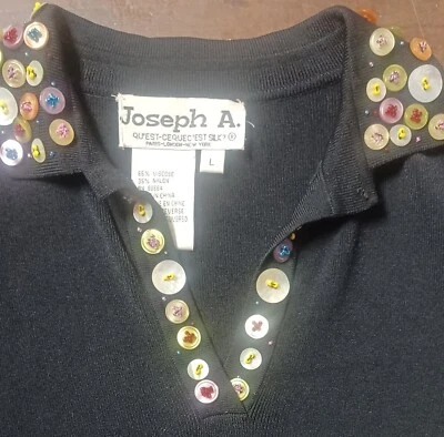 Joseph A. Women’s Black 3/4 Sleeve Colorful Button Accent Sweater Size L - Image 1 of 4