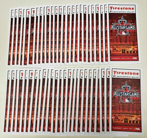 Lot of 50 Unpunched MINT 2010 Baseball MLB All Star Game Ballots Angels Anaheim Cover