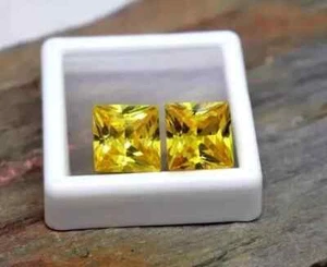 Par de piedras preciosas sueltas GK corte cuadrado certificado 11x11 mm zafiro amarillo natural A+ - Imagen 1 de 7