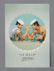 Carte publicitaire + patch Le Male Jean Paul Gaultier recto verso (tatoo Loup) - Imagen 1 de 2