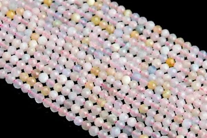 3MM Natural Beryl Morganite Aquamarine Grade AAA Faceted Round Loose Beads 15.5" - Picture 1 of 3