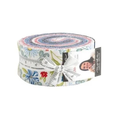 Red White Bloom Jelly Roll® 56110JR Moda Precuts  100% cotton fabric quilt strip - Image 1 of 4
