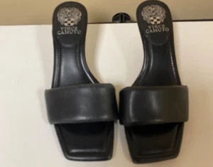 Women "Vince Camuto" black slip on 1.5 high heal open toe shoes. Size 6.5. P.O. - Picture 1 of 3