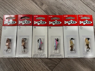 6 NOS USA ORIGINAL Acme Phoebe 1/12oz Copper Rainbow Trout Gold HOT Trout colors - Image 1 of 3