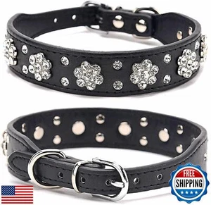 Pimaodog Rhinestone Dog Collar, Cute Flower Rhinestone Cat Dog Collar Bling C - Picture 1 of 5