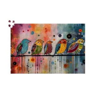 Whimsical Pastel Bird: Wooden Jigsaw Puzzle for Adult 500 piece by Durazza TN13 - Picture 1 of 3