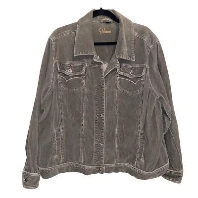 Chaqueta LA Blues para mujer talla grande 26/28 W bolsillos de pana elástica verde vintage Foto 1 de 4