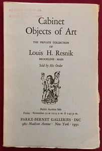 Louis Resnik Collection Cabinet Objects Antique Figures 1951 P-B Auction Catalog - Picture 1 of 5