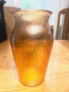 VASO VINTAGE JEANNETTE VETRO CARNEVALE VETRO CORTECCIA ALBERO ALTO 7 5/8" - Foto 1 di 5