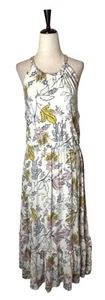 Rachel Zoe Dress Women Large Ivory Floral Print Tiered Midi Boho Cottagecore - Picture 1 of 11