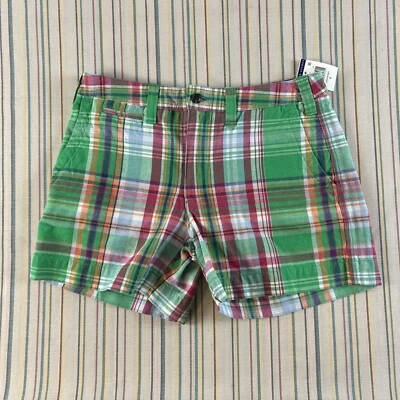 Pantalones Cortos Polo Ralph Lauren Para Mujer Talla 2 Verde Rojo A Cuadros NUEVOS NUEVOS CON ETIQUETAS Cremallera #8023 Foto 1 de 4