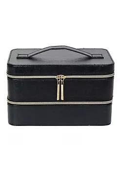 Lancome Two Layers Synthetic Leather Train Case Box Organizer, Black 9 x 5.5 x 5 - Image 1 of 4