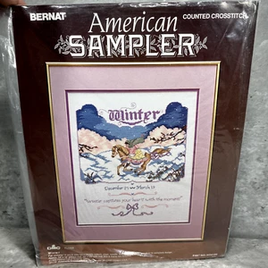 Bernat American Sampler Counted Crossstitch " Winter " Mädchen reitet ein Pferd Neu - Bild 1 von 5