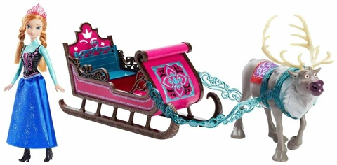 Disney Frozen Anna Doll with Sleigh and Sven Gift Set - New in Open Box Cover