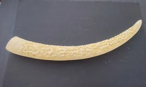 Giant 30" Ivory Tusk Carved Dragons  Faux Ivory Tusk - Picture 1 of 24