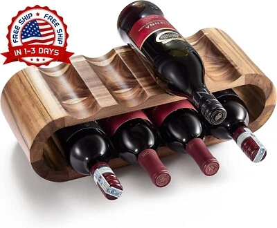 Estante Para Vinos De Madera 8 Botellas Sobre Encimera O Contra Pared Moderno US - Image 1 of 4