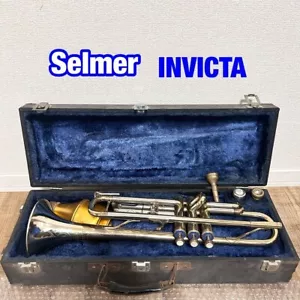 Selmer INVICTA tromba campana placcata argento vintage con custodia boccaglio muto - Foto 1 di 17
