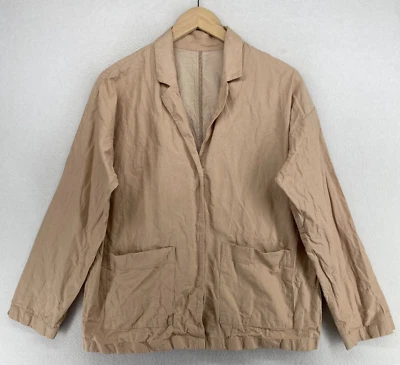 EILEEN FISHER Blazer L 有机棉金属扣前夹克米色 — 第 1/4 张图片