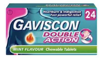 2x Gaviscon Double Action Mint Chewable Tablets- 24 FREE P&P