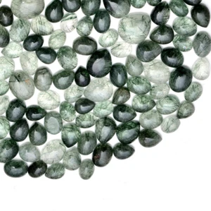 AAA++ Natural Green Rutilated Quartz Cabochons 10 Pcs Lot Loose Rutile Gemstone - Picture 1 of 6