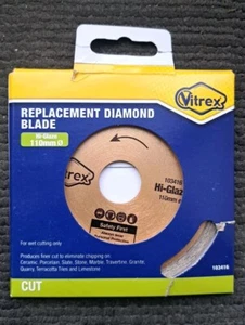 Disco de vidrio Vitrex Hi-Glaze Blade 110 mm 103416 corte húmedo solamente - Imagen 1 de 2