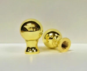 Lamp Finial-Machined Metal-Dual Thread **BALL DESIGN** Pol. Brass Finish (1-pc) - Picture 1 of 6