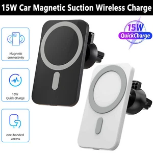 15W Car Mount Wireless Charger Magnetic Phone Holders for iPhone 13 12 series - Picture 1 of 22