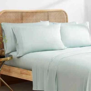 Layered Essentials 6pc Sheet Set Queen 100% Rayon Bamboo Light Green 1796182 - Picture 1 of 4