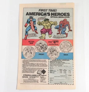 Vintage America's Heroes Medallion Ad Captain America Hulk Spider-Man - Picture 1 of 6