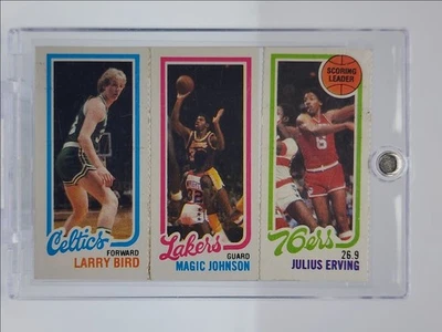 LARRY BIRD MAGIC JOHNSON JULIUS ERVING 1980-81 TOPPS LEADERS RC SEPARATED Q4260 - Image 1 of 2