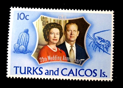Estampilla Islas Turcas y Caicos 1972 25 aniversario de boda 10C cactus como nueva MNH Foto 1 de 3