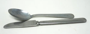 O.L. Stainless Steel Navy U.S.N. Mess Hall Flatware Knife Spoon Silverware - Picture 1 of 5
