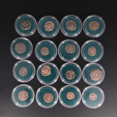 Sixteen Ancient Roman Imperial Bronze Coins, ca. 250 to 350 A.D. - Image 1 of 4